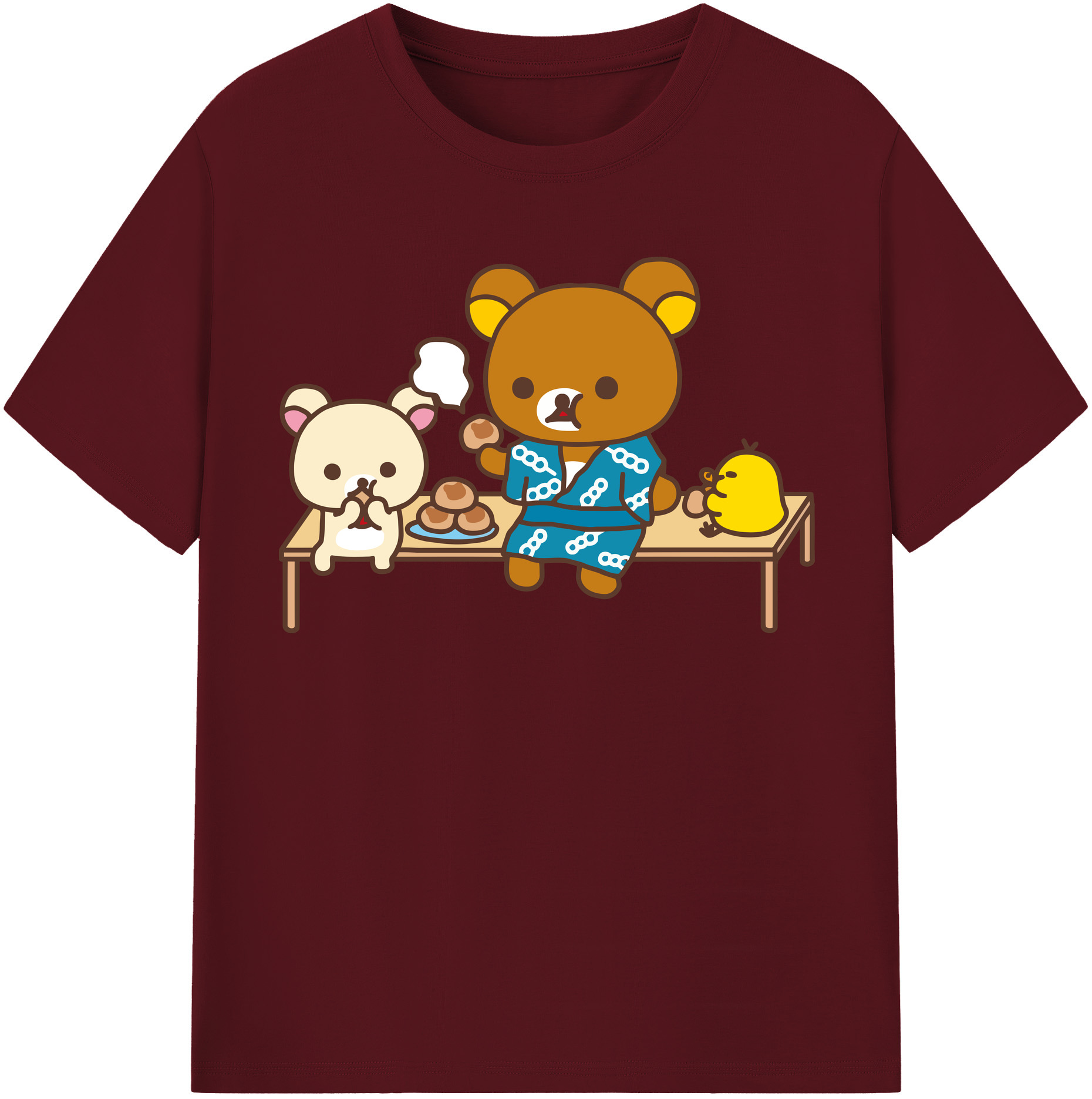 （画像用） リラックマ リラックマ キイロイトリ Rilakkuma Korilakkuma Kiiroitori 綿100％半袖Tシャツ（フロントプリント）